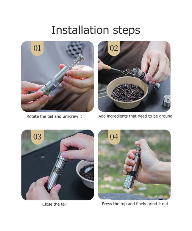 Pubilee Single Hand Mini Salt Pepper Grinder Manual